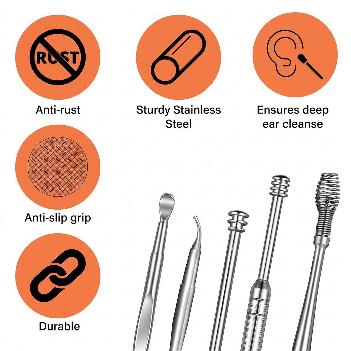 Ear Wax Cleaner 6Pcs+LED Ear Cleaner, Ear Cleaning Tool